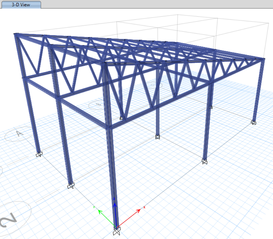3D model of the steel truss roof structure for Tulsipur Party Palace